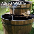 thumbnail image 6 of Sunnydaze Wood Barrel Brown 2-Tier Outdoor Water Fountain with Hand Pump, 6 of 13