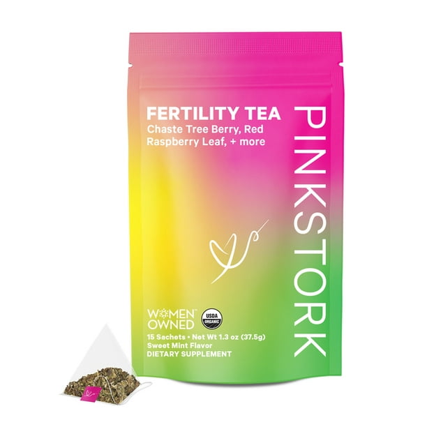 Pink Stork Fertility Tea: Sweet Mint Tea, Hormone Balance + Cycle Support, 30 Cups