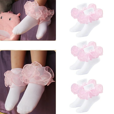 

Girls Ruffled Dress Socks - 3 Pairs