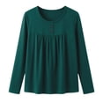 thumbnail image 3 of Posijego Womens Long Sleeve T Shirts Pleated Crew Neck Casual Solid Color Base Layer Tee Shirt Going out Tops, 3 of 6