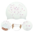 thumbnail image 3 of Unique Bargains 1 Pc Silicone Waterproof Vines Print Swim Cap Pink White, 3 of 5