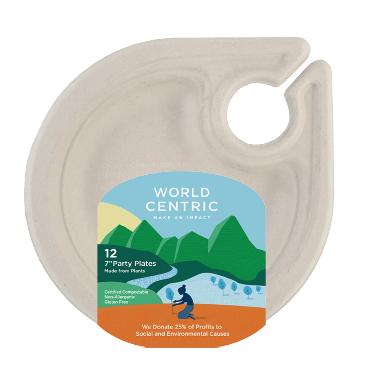 World Centric Compostable Plant Fiber Plates with Wine Glass Holder, 7