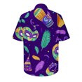 thumbnail image 4 of BLTIBY Mardi Gras Shirts for Men Button Up Short Sleeve Lapel Carnival Printed Blouse Fashion Lightweight Casual Tops Purple 4XL, 4 of 4