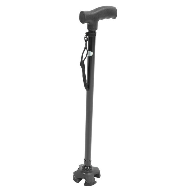 Cane Quad Cane Adjustable Height Anti Slip Lightweight Retractable Senior Walking Stick With 4 Pronged Base For Mountaineering