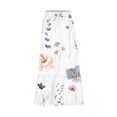thumbnail image 6 of ShomPort Boho Midi Skirts for Women Elastic High Waist Flowy Swing Long Skirts Loose Comfy A-Linen Summer Skirts (X-Large, White), 6 of 7