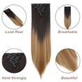 thumbnail image 2 of MY-LADY 8PCS Synthetic Clip in Hair Extensions Double Weft Full Head HairPiece Straight Natural Black Brown Blonde, 2 of 8