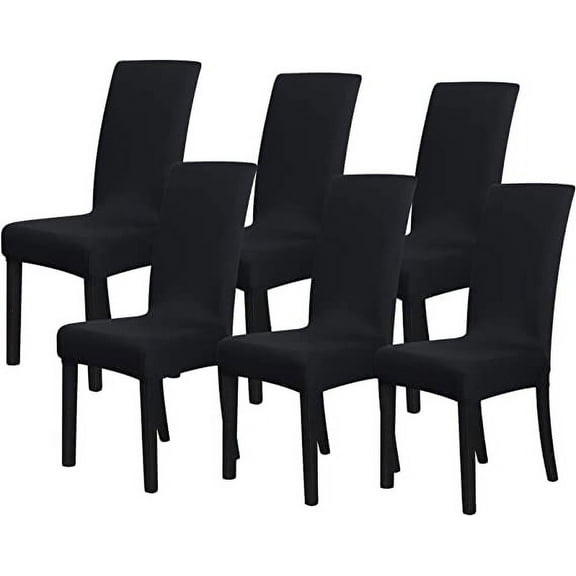XmhyTop Chair Covers for Dining Room Set of 6 Pack Stretch Black Chair Slipcovers for Parson Chairs 6 Pieces Washable Removable