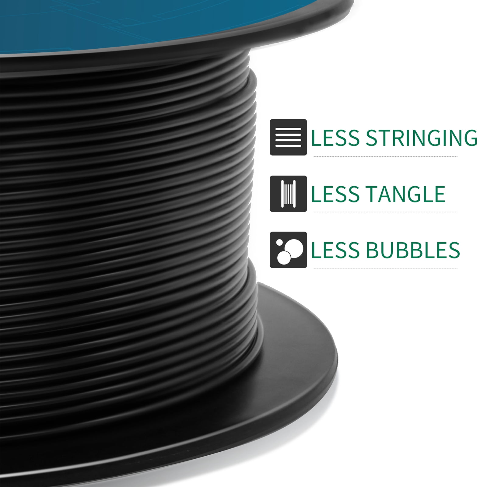 GEEETECH Black PETG Filament 1.75mm, Upgrade Stronger Toughness Printing Consumables, 10kg (22 lbs) Spool Fit Most FDM 3D Printer