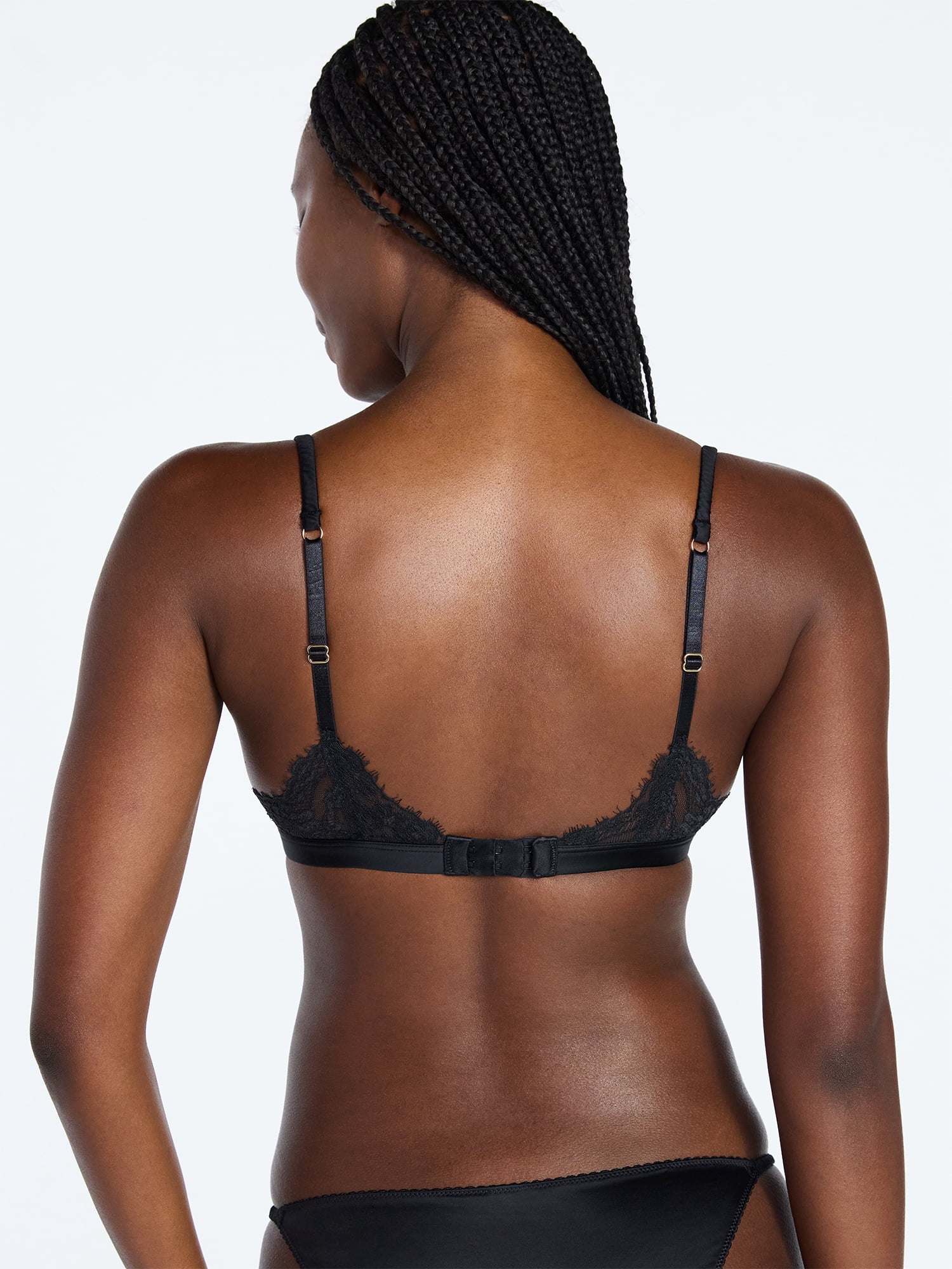 Joyspun Women's Bridal Lace and Satin Triangle Bralette, Sizes XS-XXXL
