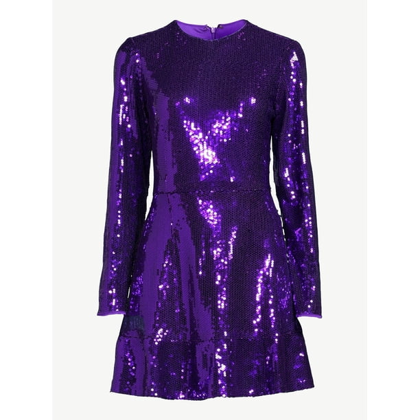 scoop women's sequin mini dress with ruffled hem Scoop Women's Sequin Mini Dress with Ruffled Hem