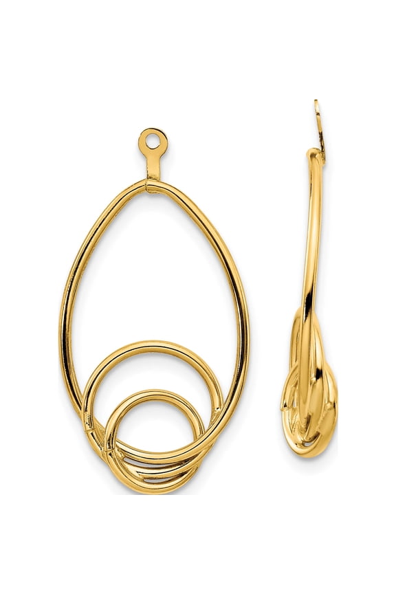 14K Yellow Gold Polished Fancy Teardrop Earring Jackets (28 X 13) Made In Peru y821j