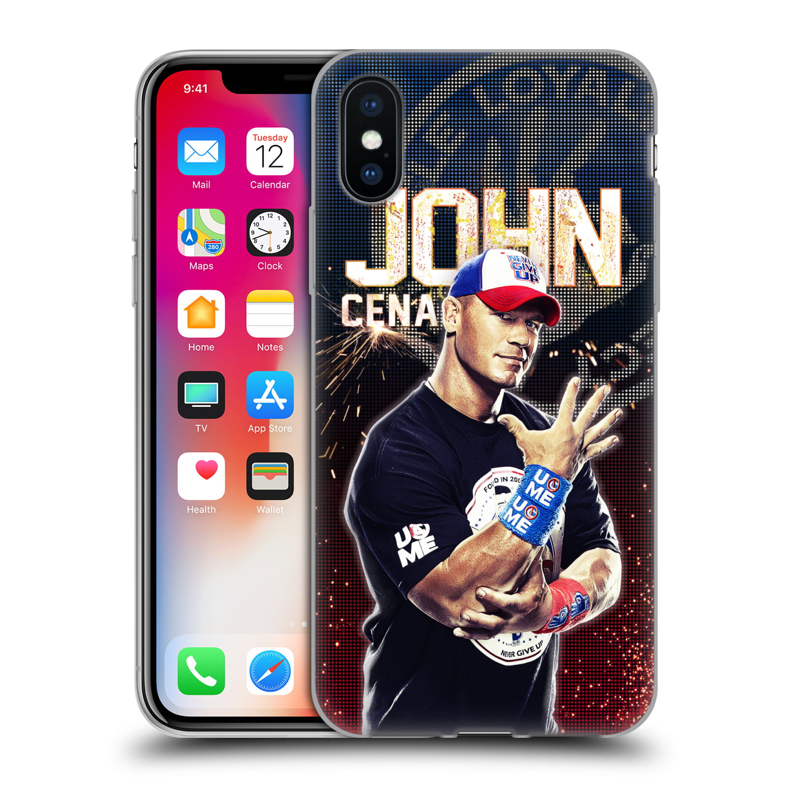 iPhone 8 Official WWE John Cena Superstars Black Soft Gel Case Compatible for iPhone 7 