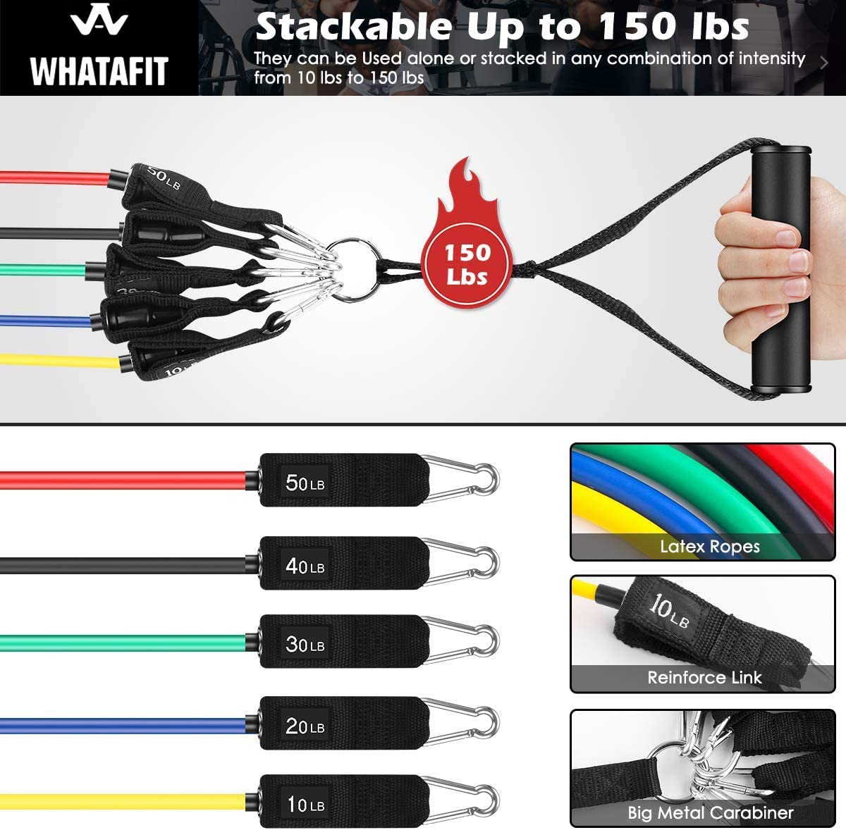 BN-LINK 150 lbs Resistance Bands Set with Handles photo 2