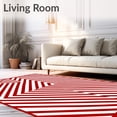 thumbnail image 2 of ODIKA 4'x6' Machine Washable Non-Slip Area Rug, Whimsical Cane Stripe Chevron Xmas Pair High Traffic Rug with Pad, Red, 627558, 2 of 8