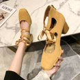 thumbnail image 1 of ¡Novedad de 2022! Sandalias cómodas para mujer, sandalias cuadradas de tacón bajo, zapatos de verano con cremallera trasera de cuero para mujer35 Gao Jinjia LED, 1 of 2