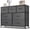 Gray, variant on Nextay 7 Drawer Dresser TV Stand, Dresser with Metal Frame and Wood Top, Chest of Drawers for Bedroom, Living Room, Pink