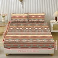 thumbnail image 3 of ZIATUBLES 3-Piece Full Size Bedding Set Soft Cooling Polyester, 1 Fitted Sheet and 2 Pillowcases Comfortable and Durable All-Season Sheets, Brown Aztec Stripe Geometric Print, 3 of 9