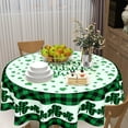 thumbnail image 3 of St. Patricks Day Tablecloth Round 60 Inch Green Shamrock Plaid Decorative Table Cloth Washable St Patricks Day Table Cover for Kitchen Dining Table Party Picnic Holiday Indoor Outdoor Home Decor, 3 of 6