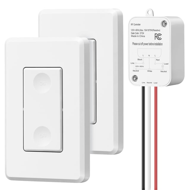 Kit de interruptor de luz inalámbrico DEWENWILS 15A de alta potencia, alcance de 100 m