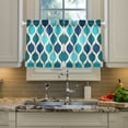 thumbnail image 2 of Yayeee Kitchen Curtains Light Filtering 27"x24" Rod Pocket Short Cafe Window Panel, Blue Geometric Pattern, 2 of 7