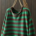 thumbnail image 6 of Sweaters for Women Oversized Crewneck Striped Color Block Spring Fall Knitted Pullover Tops, 6 of 9