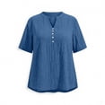 thumbnail image 6 of Horkkom Plus Size Tops for Women Summer V Neck Short Sleeve Tops Casual Loose Solid Color Tunic Tops XL, 6 of 6