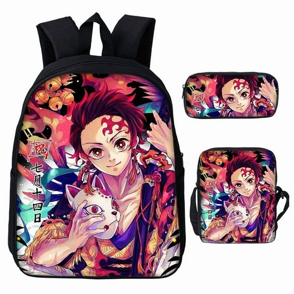 3D Demon Slayer Backpack Cartoon Backpack Three-Piece Printing