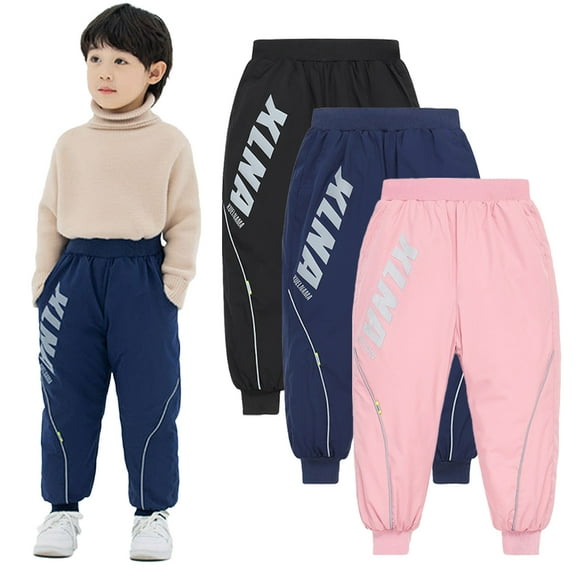 CSCHome 3-12Y Toddler Boys down Snow Pants Kids Girls Windproof Lightweight Elastic Waist Trousers Winter Warm down Pants
