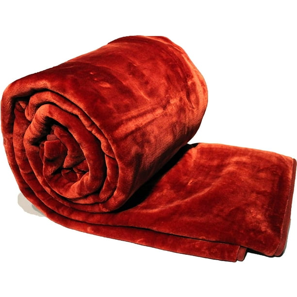 SOLARON Solid Burgundy Twin Blanket Korean Authentic Heavyweight