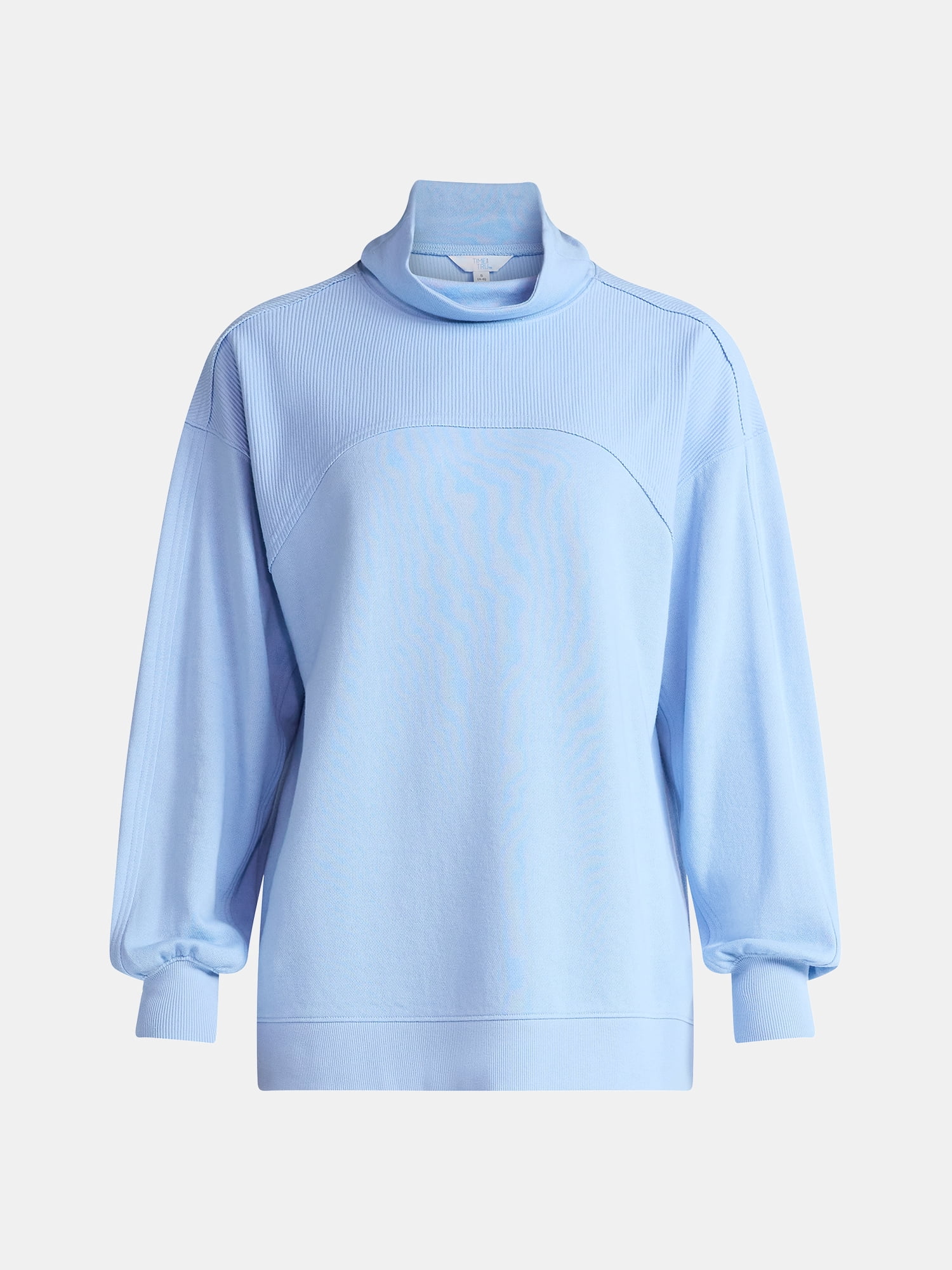 Time and Tru Women's Ottoman Ribbed Pullover Top with Long Sleeves, Size XS-XXXL