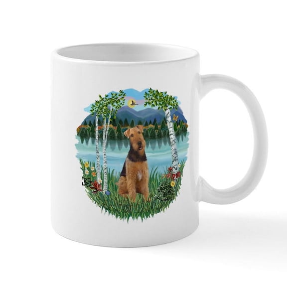 CafePress - Birches / Airedale #1 Mug - 11 oz Ceramic Mug - Novelty Coffee Tea Cup