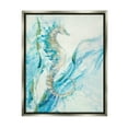 thumbnail image 2 of Stupell Industries Nautical Seahorse Blue Fluid Ocean Water Metallic Gold Framed Floating Canvas Wall Art, 16x20, by Third and Wall, 2 of 5