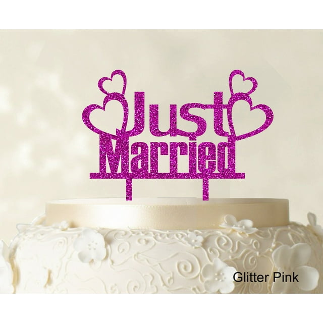 Couple Wedding Cake Topper Personalized Glitter Pink Cake Topper Color Option Available 5-7 Inches Wide