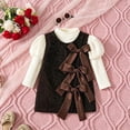 thumbnail image 2 of felwors Girls Bow Dress for Ages 2-7, Long Sleeve Elegant Princess Outfit for Fall (4-5 Years,Coffee), 2 of 7