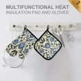 thumbnail image 4 of Yayeee Oven Mitts and Pot Holder Set of 2 Heat Resistant Kitchen Gloves Baking Hot Pad, Blue Floral, 4 of 5