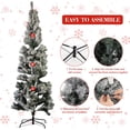 thumbnail image 4 of Bingirl 6.5FT Pre - Lit Pencil - shaped Flocked and Frosted Artificial Christmas Tree with LED Lights and Foldable Stand, Realistic Look for Christmas Home Decor, 4 of 6