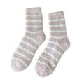 thumbnail image 2 of Tittly Fuzzy Socks Fluffy Socks Autumn Winter Striped Plush Insulation Coral Velvet Socks Carpet Socks Sleep Socks Socks for Women Slouch Socks Red One Size, 2 of 3
