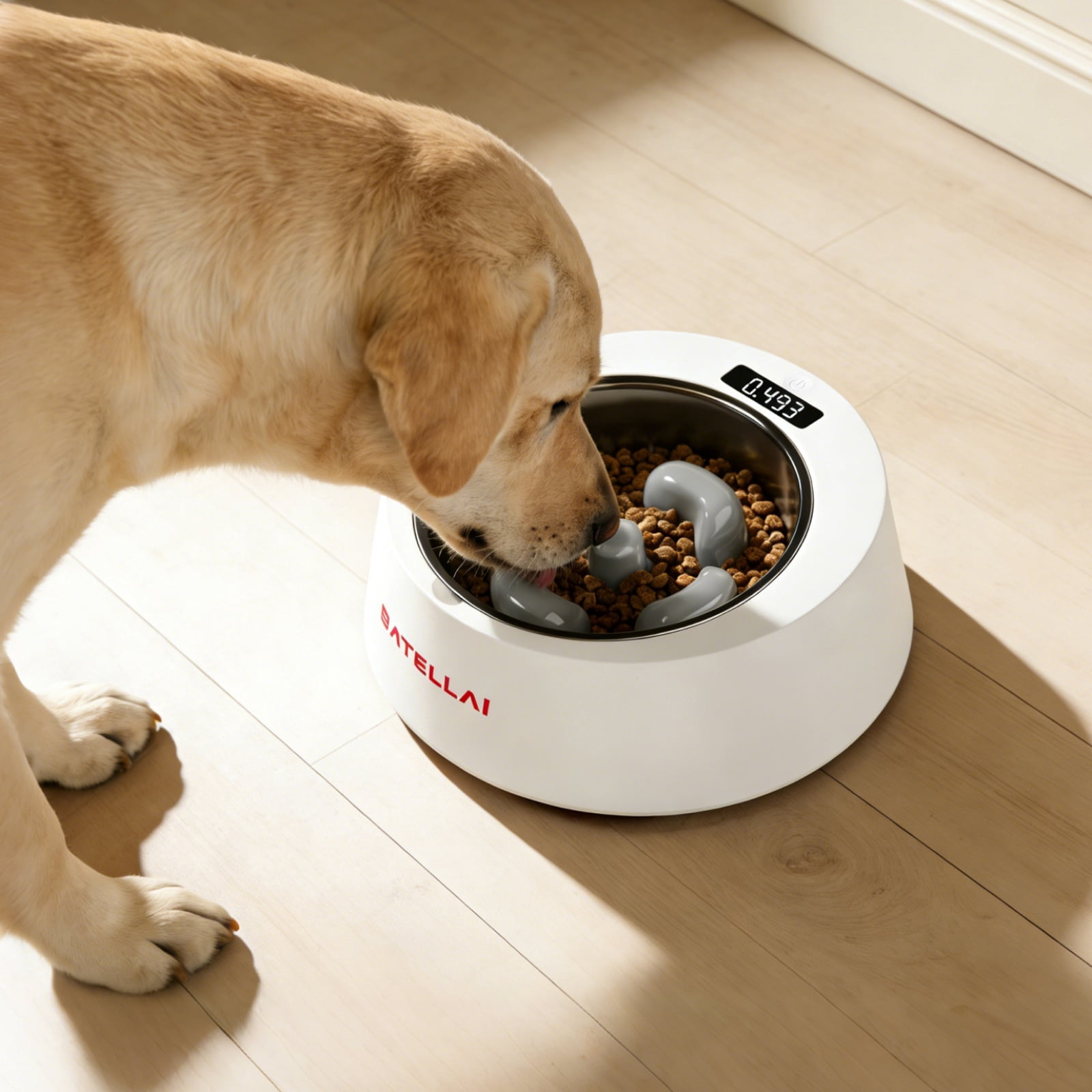 SATELLAI Smart Dog Bowl with Weight & Slow-Feed Function, Accurate Digital Scale, Removable Slow Feeder Insert, Dishwasher Safe, Ideal for Small to Medium Dogs