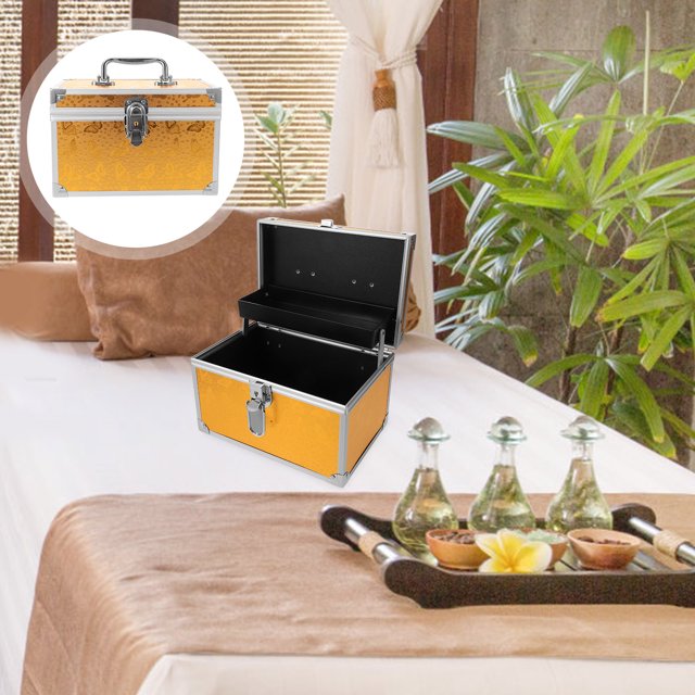 TABLETREANDS Maletín Portátil De Aluminio Dorado Para Herramientas Con Exterior Resistente A Arañazos