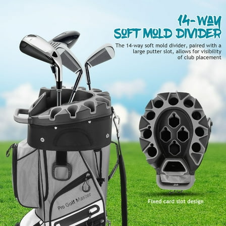 YEAHIBABY Golf Cart Bag in Black Featuring Resilient Material and 14 Way Club Organizer