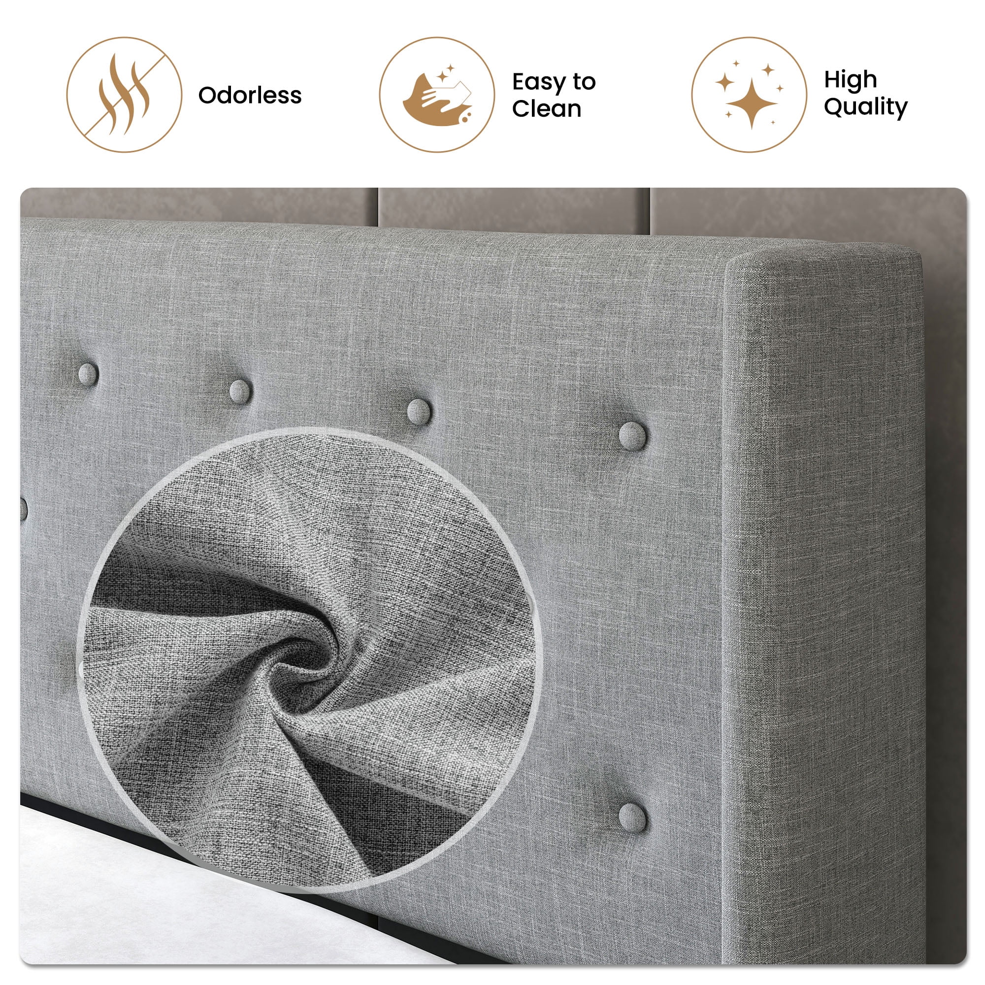 SHA CERLIN Upholstered Fabric Queen Bed Frame with Lift-Up Storage