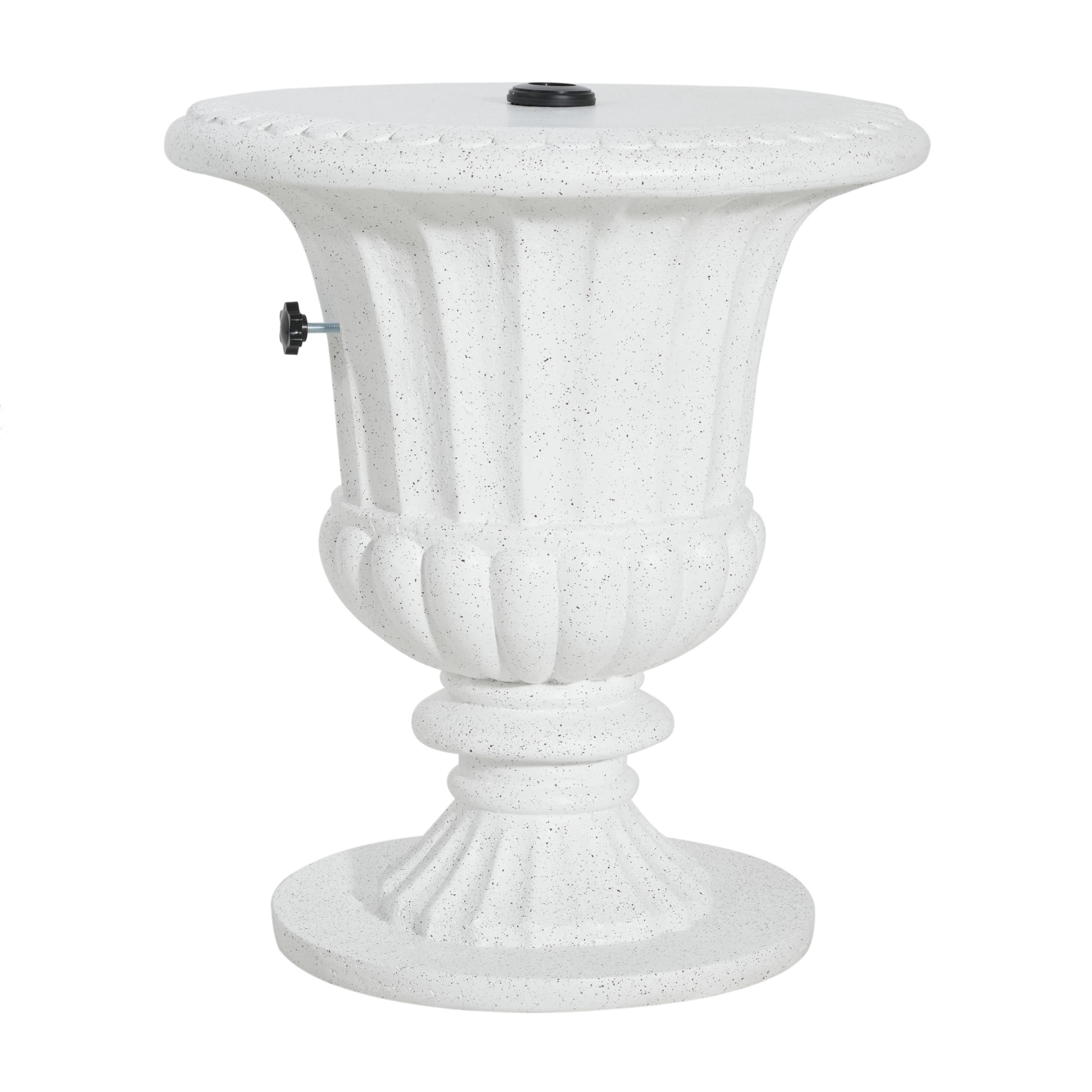 Christopher Knight Home MGO Outdoor Umbrella Base, Sand-Filled, Patio Side Table with White Marble Finish