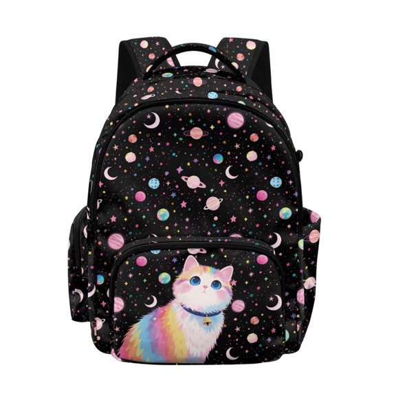 Whosucclay Watercolor Galaxy & Celestial Pattern Kids Backpack Lightweight Large Capacity Rucksack with Adjustable Straps, High School Schoolbag for Girls Boys