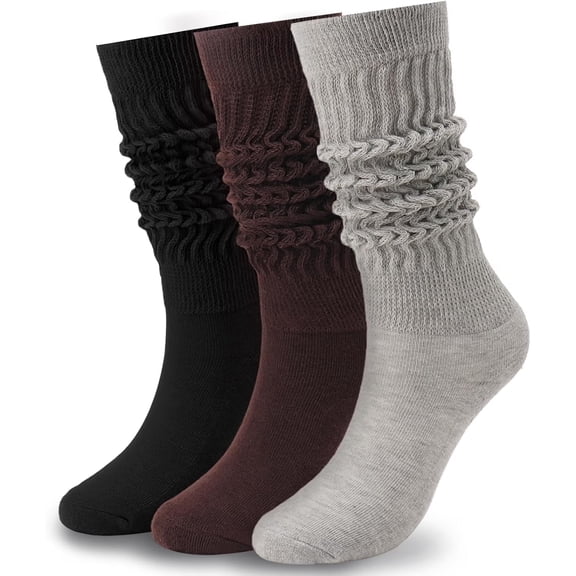 Hue & Hold 3 Pairs Slouch Socks for Women Size 9-11 Soft Extra Long Scrunch Knee High Boot Socks
