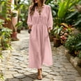 thumbnail image 6 of Levmjia Women's Long Sleeve V Neck Maxi Dress Casual Loose Flowy Dress with Pockets Tie Waist Boho Summer Beach Vacation Dresses, 6 of 6