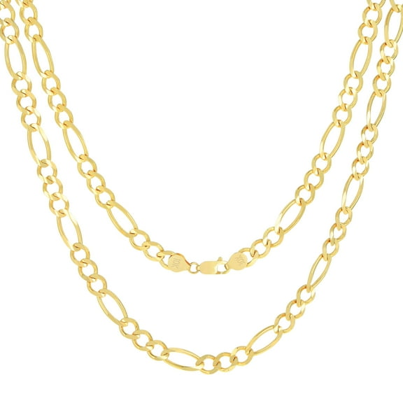 Nuragold 10k Real Yellow Gold Solid Figaro Link 6.5mm Chain Necklace (18"-30") Italian Jewelry for Men