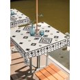 thumbnail image 2 of Outdoor Tablecloths with Umbrella Hole & Zipper, Boho Geometric 54x54 Inch Square Tablecloths, Simple Farmhouse Nation Abstract Motifs Waterproof Table Cloth, Patio/Pool/Picnic Table Covers, 2 of 8