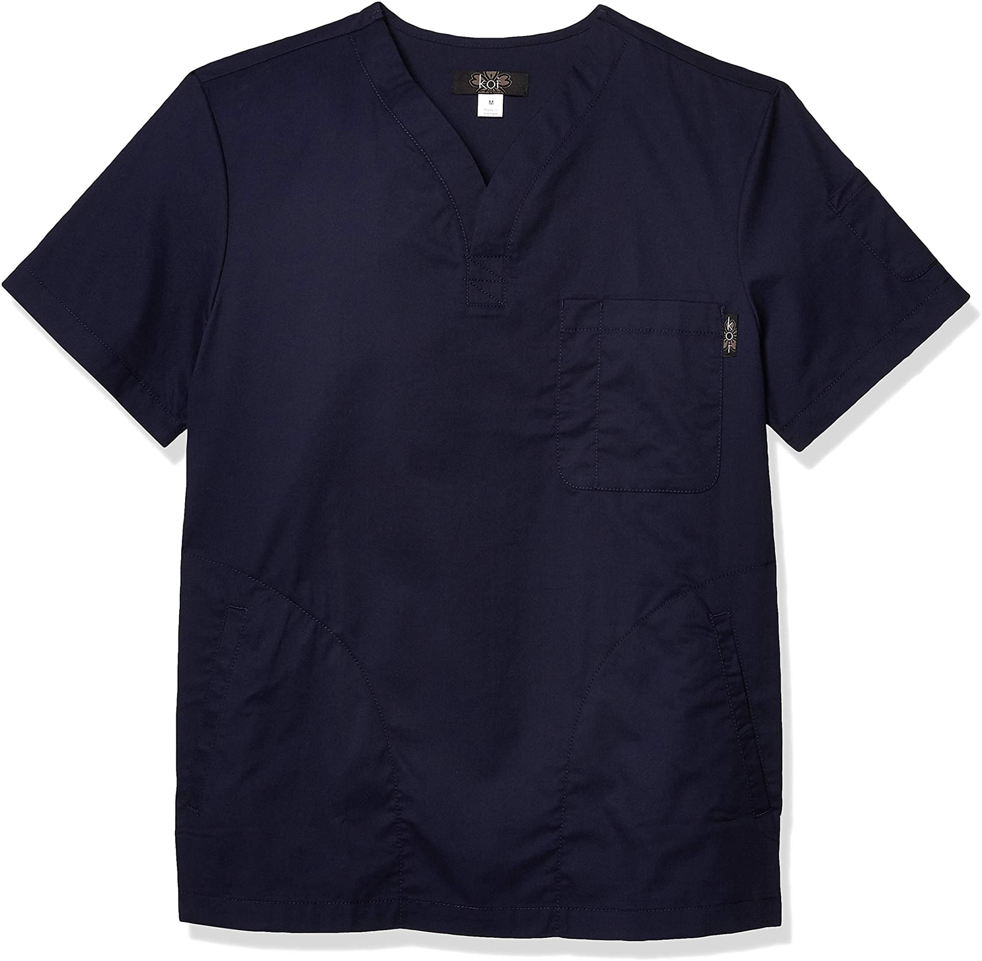 KOI Jason HenleyNeck Mens Scrub Top with 4 Pockets and Pen Slot