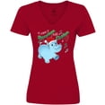 thumbnail image 3 of Inktastic I Want a Hippopotamus for Christmas Hippo in Santa Hat Women's V-Neck T-Shirt, 3 of 5