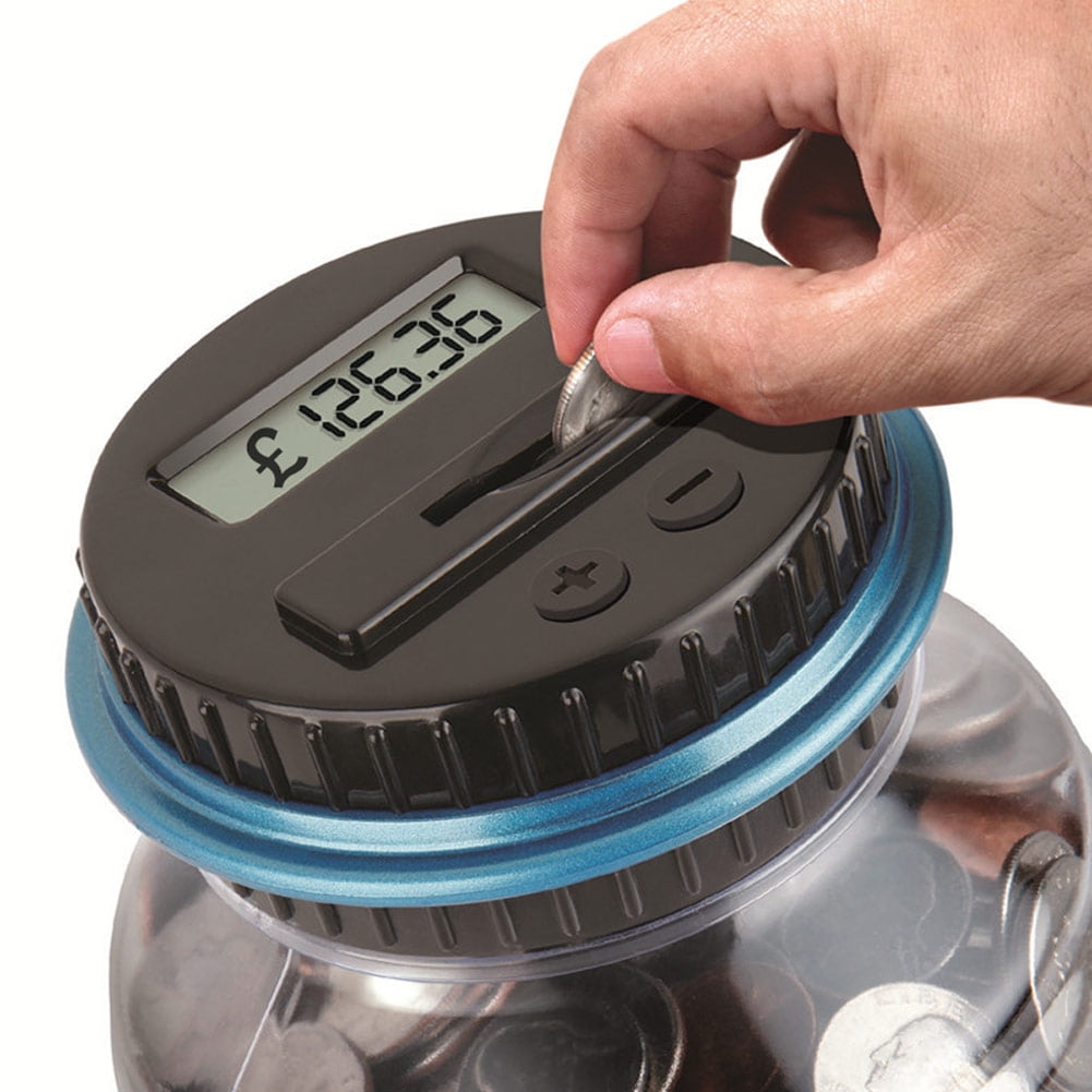 Coin Auto Counting MONEY JAR Cup Digital LCD Automatic Counter Piggy Bank Change 